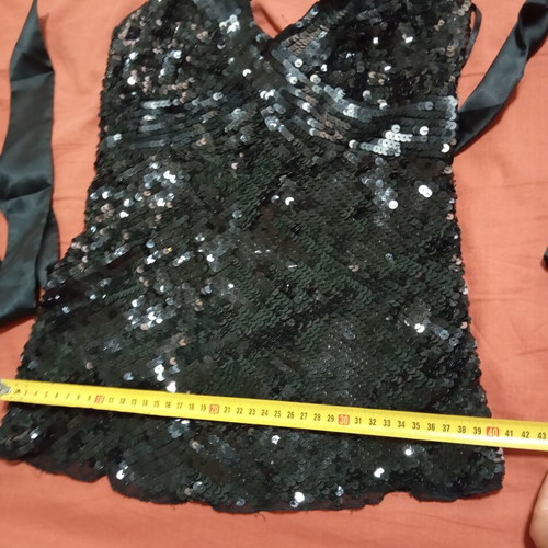 Ysatis sequin top satin back tie size M like new black