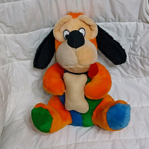 Furry dog plush new, about 30 cm, colorful