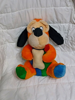 Furry dog plush new, about 30 cm, colorful