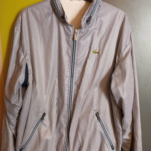 Lacoste women's jacket used, size L, striped with cotton lining