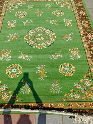 Handmade Chinese rug new, wool, green 200x300 cm
