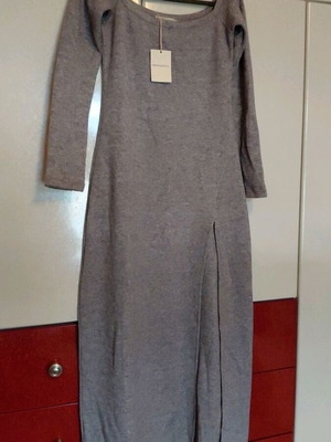MINDYOURSTYLE φόρεμα με μακριά μανίκια και σχίσιμο σε γκρι, one size
