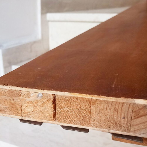 Single bed used, length 2.18 m, wood frame with mattress