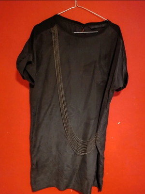 Silk short dress Zara like new, dark gray, loose fit with decorative chain