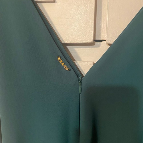 Helmi women's green crepe dress with croco belt