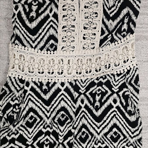 Summer one-piece like new with knitting and geometric patterns