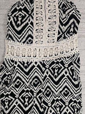 Summer one-piece like new with knitting and geometric patterns