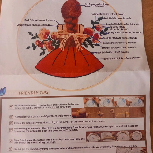 Embroidery kit new with instructions in English
