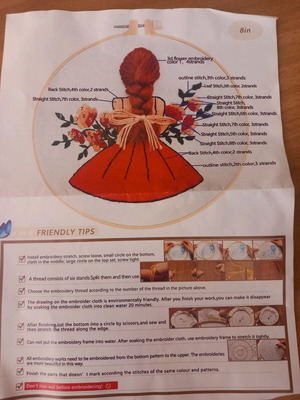 Embroidery kit new with instructions in English