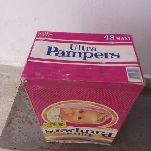 Collectible Pampers box used, red PASOK Koskotas 1980