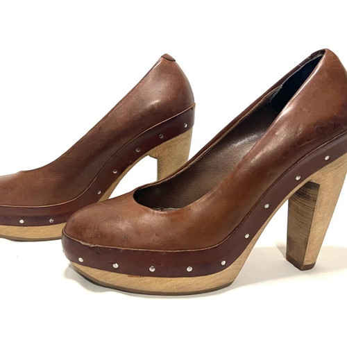 Marni brown leather high heels used, size 39
