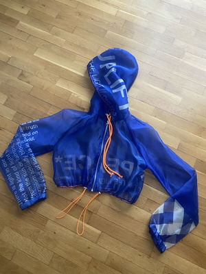 Peace & Chaos C-Thru Cropped Jacket Like New, Blue, One Size