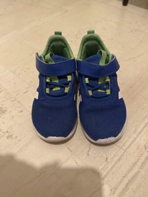 Adidas athletic shoes, size 26, blue and green