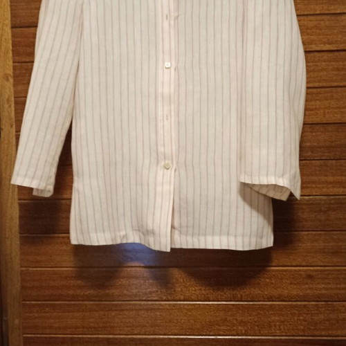 Linen set shirt and midi skirt like new, white with red stripe