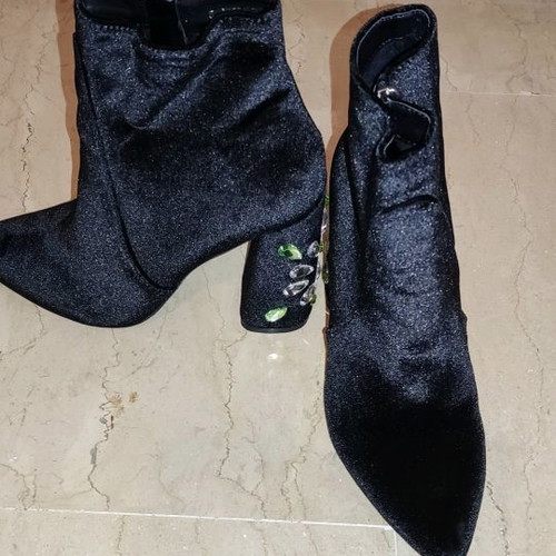 Public Desire women's ankle boots new, velvet with crystals on heels