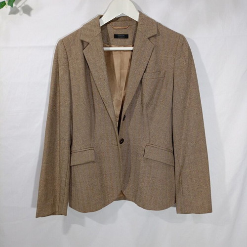 Wool women's jacket used brown herringbone Vogue size M