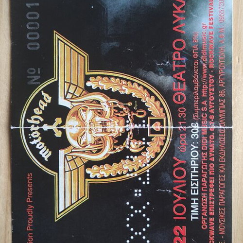 Motorhead concert ticket photocopy used from 22-7-2002
