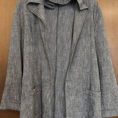 Dante hooded coat, grey herringbone, size M