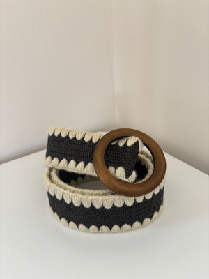 Elastic belt adjustable, like new with wooden detail