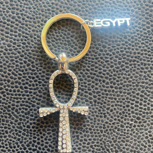 Keychain with Egyptian Ankh symbol, new, gray