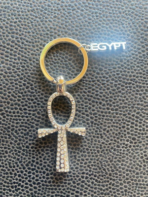 Keychain with Egyptian Ankh symbol, new, gray