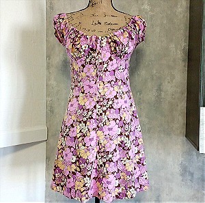 Καλοκαιρινό λουλουδενιο φόρεμα. Μίνι floral φόρεμα . Κοντό καλοκαιρινό φόρεμα με κούμπωμα μπροστά