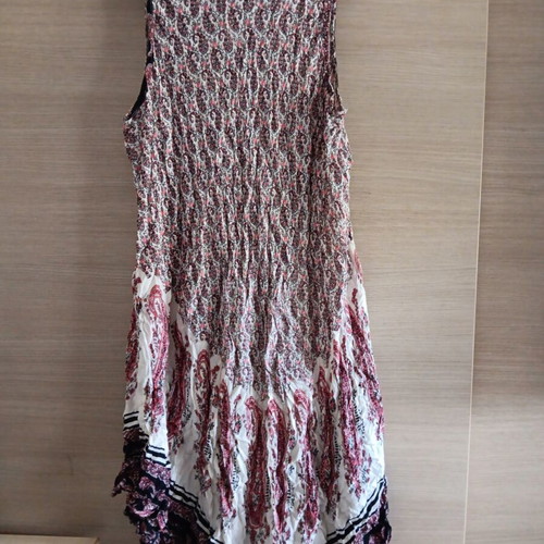Women's dress used, size L, beige and white