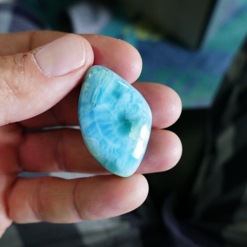 Larimar Cabochon natural stone new from Caribbean 14.1 g