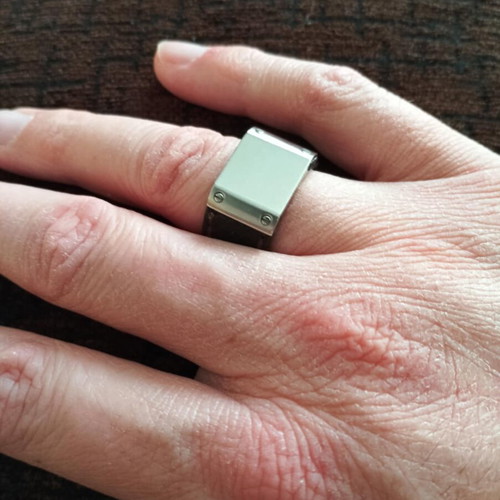 Dyrberg/Kern men's ring 21 mm, leather and metal design