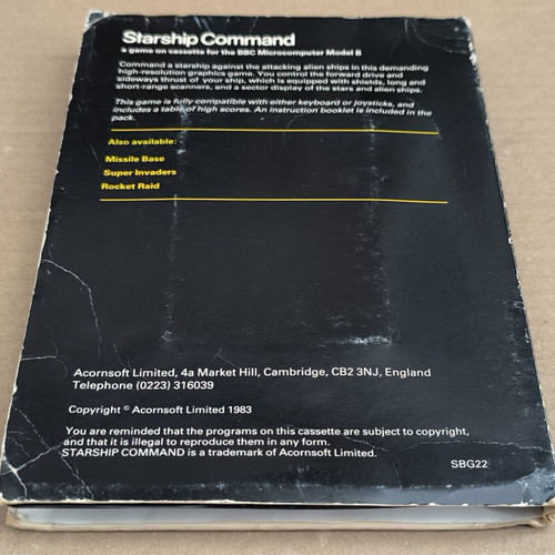 Starship Command used for BBC Micro Model B, cassette