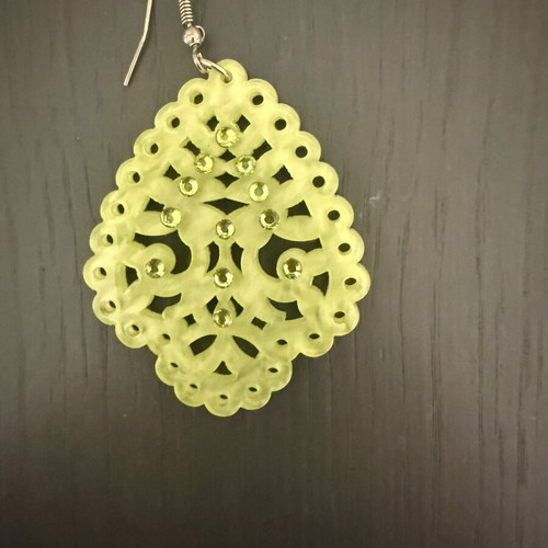 Earrings in lime shade with rhinestones like new