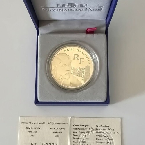 France 2003 Paul Gauguin 1½ Euro Silver Proof Coin new