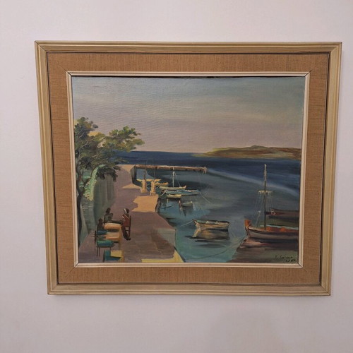 Painting Andros 1967 like new, oil painting with handmade frame