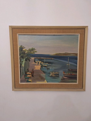 Painting Andros 1967 like new, oil painting with handmade frame