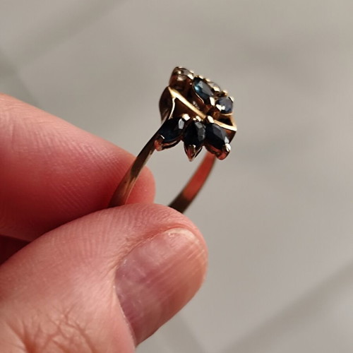 Gold 585/14K ring with multicolored stones, vintage style