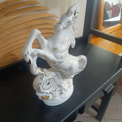 Vintage porcelain horse figurine used, decorative 37×25 cm