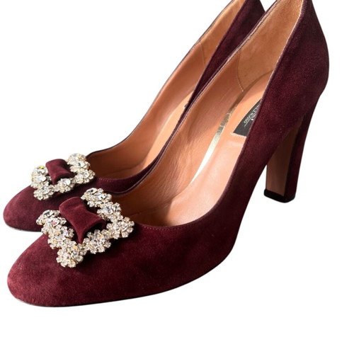Oxitaly Fratelli Russo pumps new with rhinestone buckle, suede
