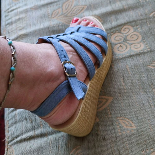 Blue pastel leather sandals like new, size 37