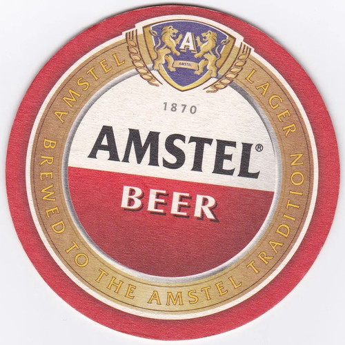 Amstel Beer Brewery Coaster new with 2 vintage Greek soda labels gift