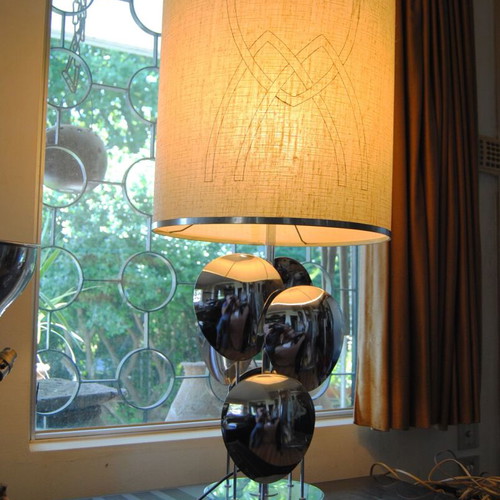 Vintage Space Age lamp 1965 by Max Sauze, chrome, like new