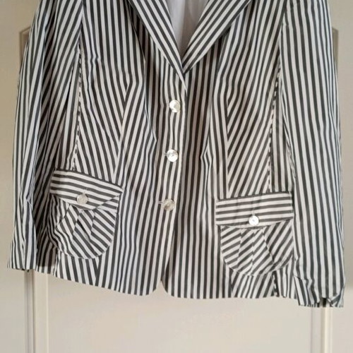 Striped women's autumn jacket Eugen Klein like new, gray and white
