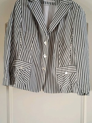 Striped women's autumn jacket Eugen Klein like new, gray and white