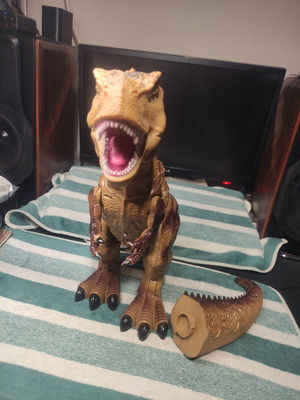 Jurassic World Tyrannosaurus Rex figure used with interactive features