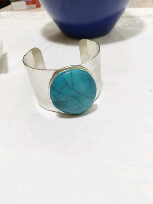 Vintage βραχιόλι cuff ασημί με τιρκουάζ πέτρα μεταχειρισμένο