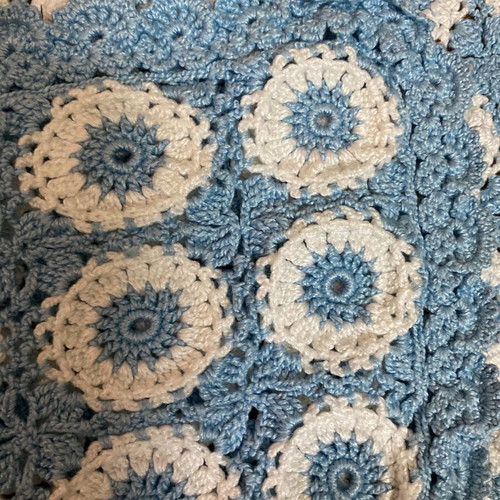 Handmade crocheted blanket used, 1.35x76 cm
