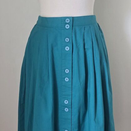 Vintage skirt 1990 midi with pockets used, green, size M