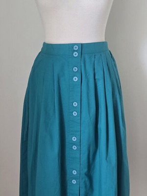 Vintage skirt 1990 midi with pockets used, green, size M