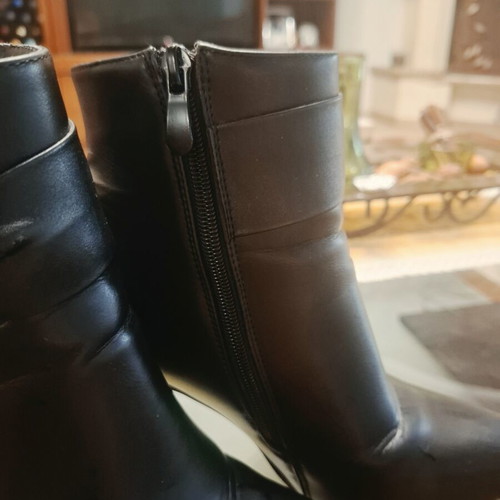 Heeled ankle boots with bow, size 39, black