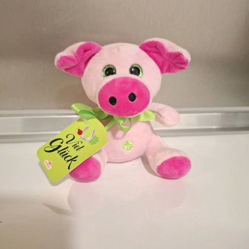 Good Luck plush pig new with horseshoe and ribbon