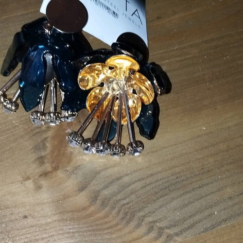 Earrings new, blue and gold